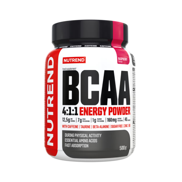 Амінокислоти Nutrend BCAA 4:1:1 Energy Powder (малина) 500 г